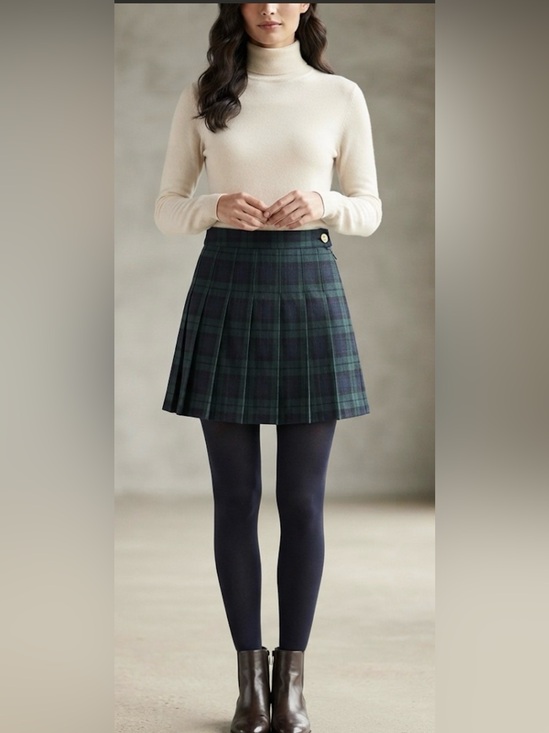 American Eagle Outfitters Dresses & Skirts - American Eagle Plaid Pleated Mini Skirt Green Navy Blue Size 4